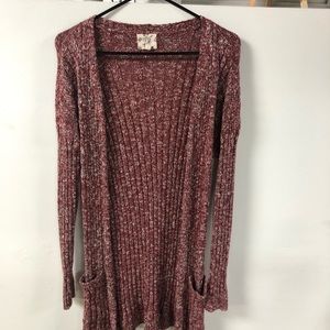 maroon cardigan